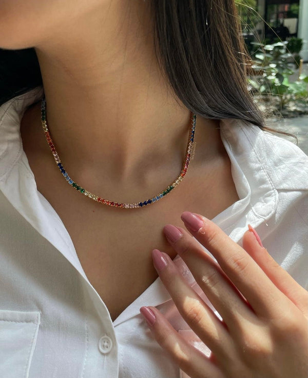Rainbow Tennis Necklace